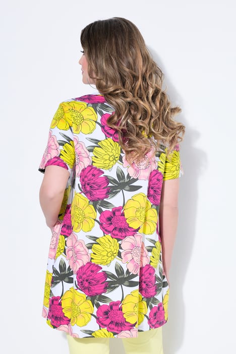 T-shirt dal taglio svasato con fantasia floreale e mezze maniche