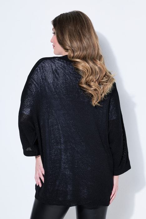 Strickjacke, offene Passform, 3/4-Fledermaus-Ärmel