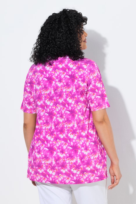 Slinky-Shirt, Zierfalte, A-Linie, V-Ausschnitt, Halbarm