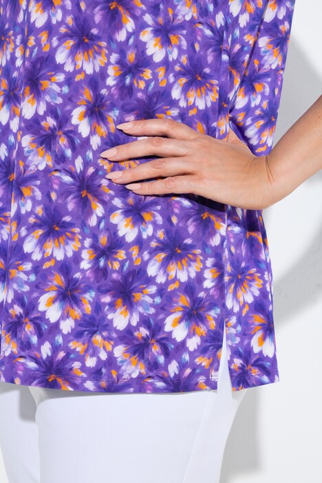 Slinky-Shirt, Zierfalte, A-Linie, V-Ausschnitt, Halbarm