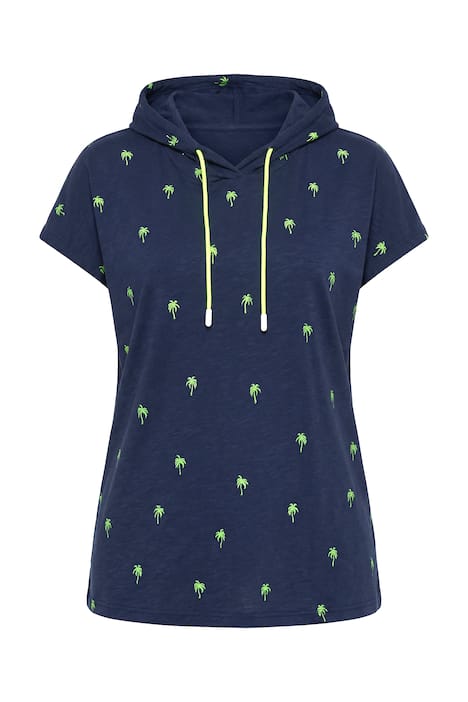 tričko s kapucí, polo rukáv, celoplošný potisk