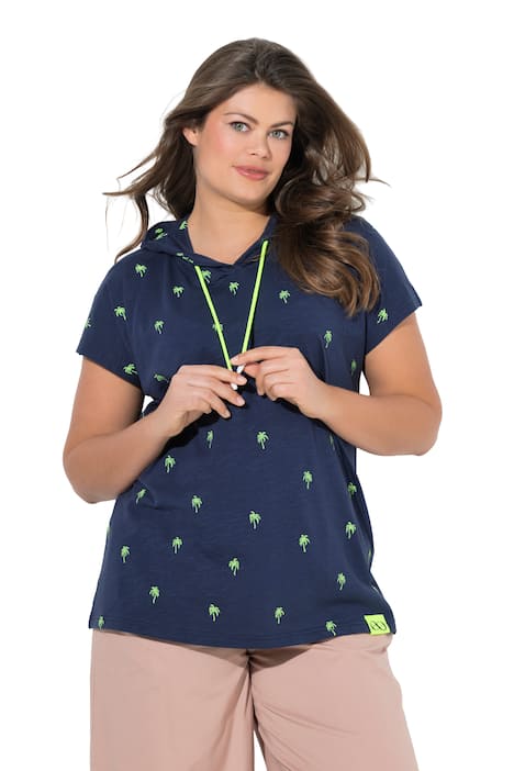 tričko s kapucí, polo rukáv, celoplošný potisk