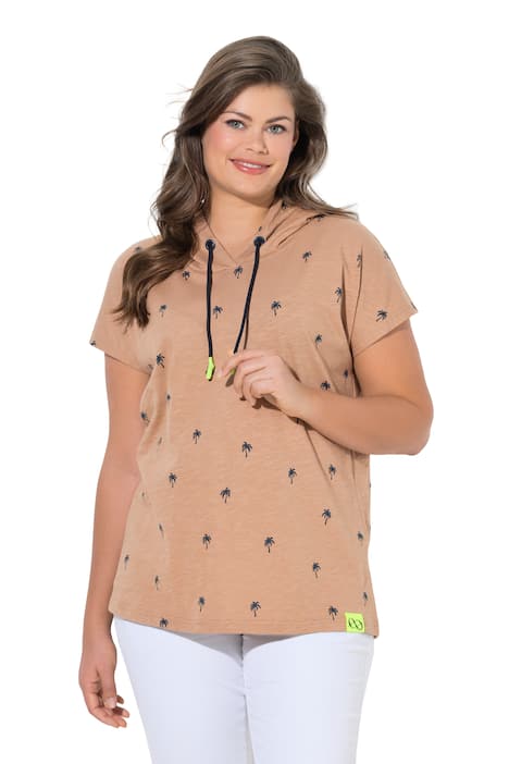 tričko s kapucí, polo rukáv, celoplošný potisk