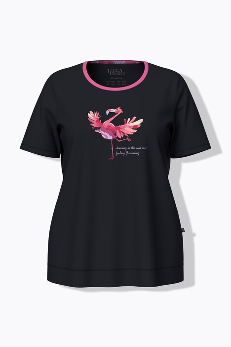 Piżama, flaming, okrągły dekolt, rękaw 1/2, szorty