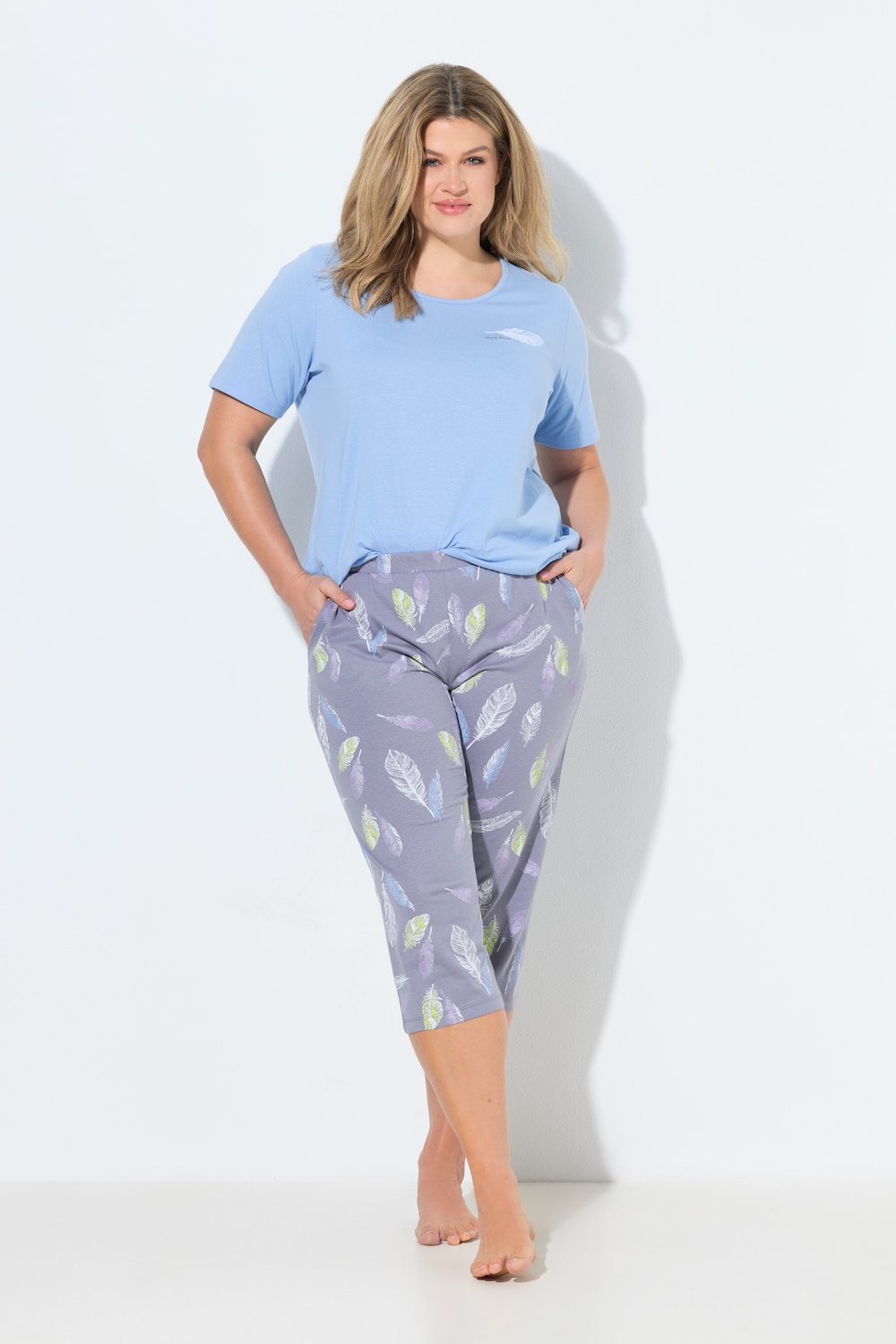 Pyjama, veren, ronde hals, korte mouwen