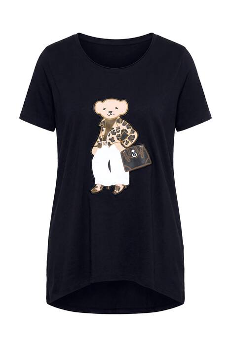 T-Shirt, A-Linie, Glitzer auf dem Teddybär