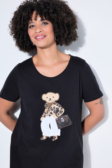 T-Shirt, A-Linie, Glitzer auf dem Teddybär