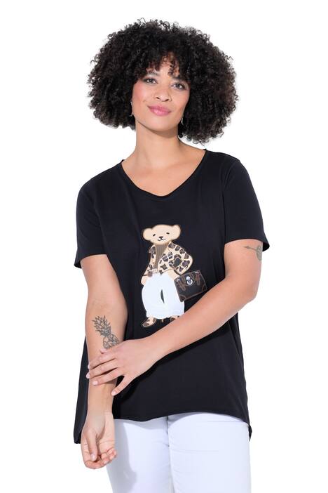 T-Shirt, A-Linie, Glitzer auf dem Teddybär