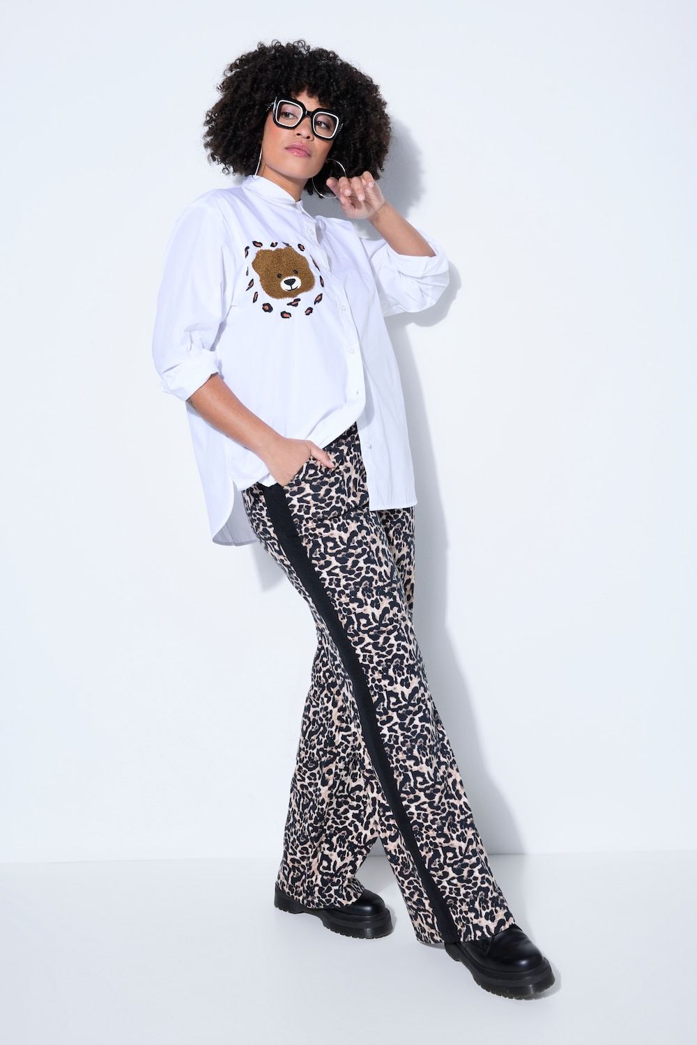 Sweat-Hose, gerades Bein, Leo mit Streifen