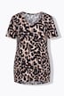 T-Shirt, A-form, leopardmønster, rullekrave