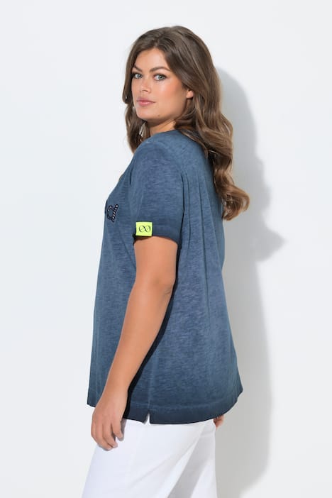 T-shirt, okrągły dekolt, krótki rękaw, haftowany napis