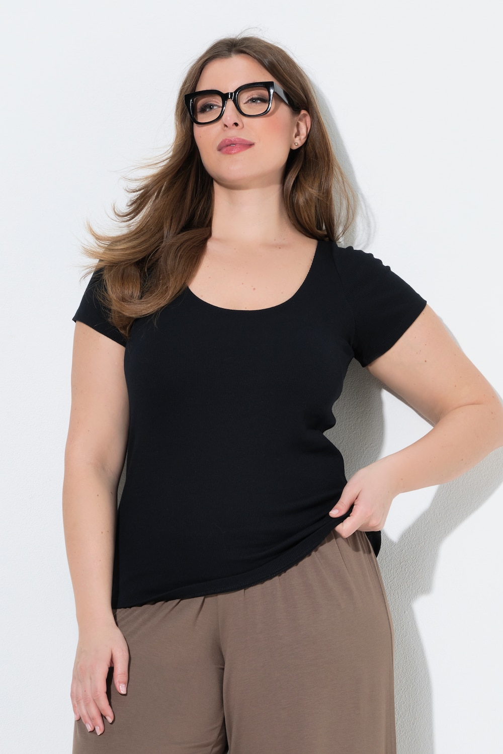 BH-Shirt, eingearbeiteter BH, V-Ausschnitt, Halbarm