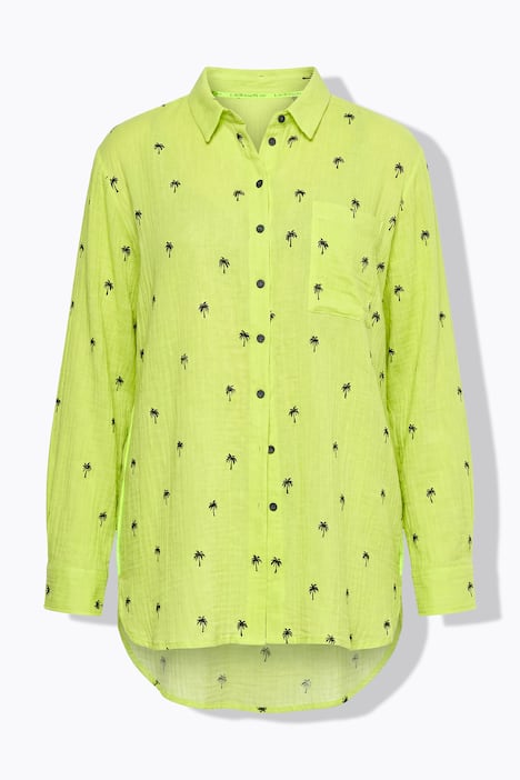 Musselin-Longbluse, Langarm, Print