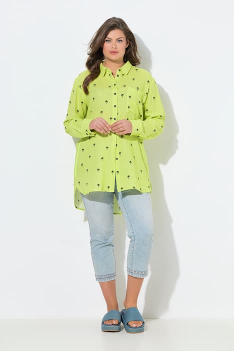 Musselin-Longbluse, Langarm, Print
