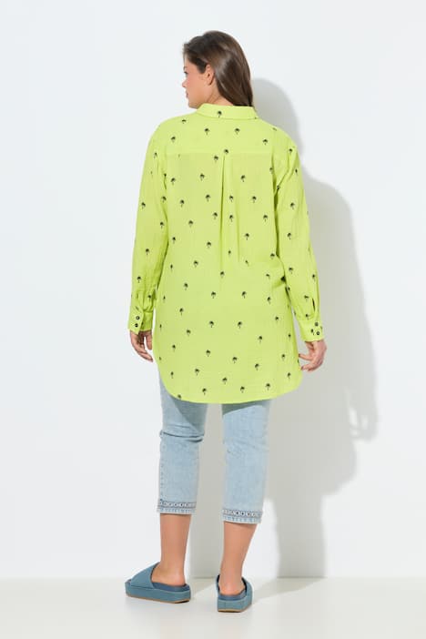 Musselin-Longbluse, Langarm, Print