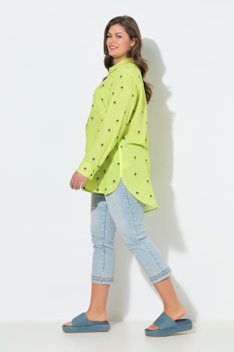 Musselin-Longbluse, Langarm, Print