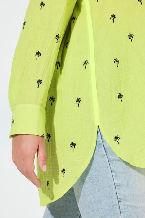 Musselin-Longbluse, Langarm, Print