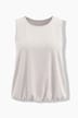 Top, ourlet ballon, coupe classique, col rond, sans manches