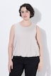 Top, ourlet ballon, coupe classique, col rond, sans manches