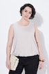 Top, ourlet ballon, coupe classique, col rond, sans manches