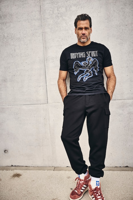 T-shirt, fitness, kortærmet, brystprint, QuickDry, op til 7 XL