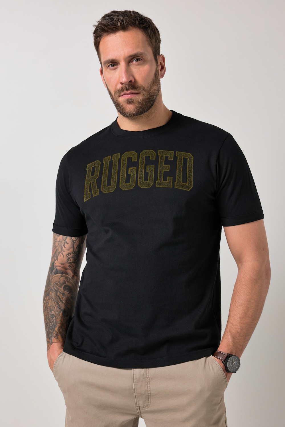 T-shirt, korte mouwen, print op de borst, tot 8XL