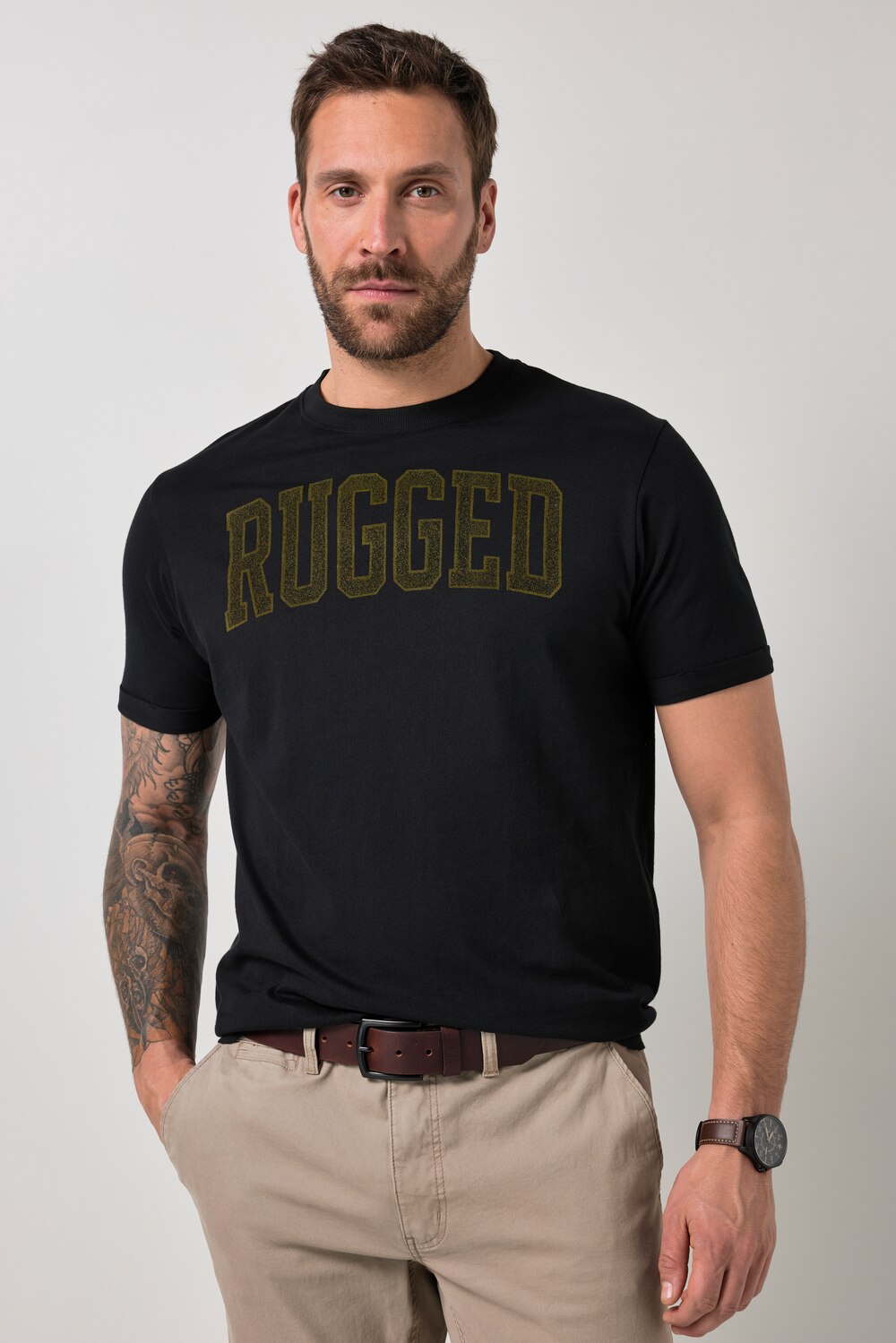 Stora storlekar T-shirt med kort ärm, Her, svart, storlek: 5XL, Bomull, JP1880