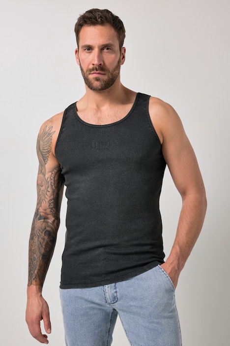 Tank top, dżersej prążkowany, nadruk na piersi, vintage, do rozm. 8 XL