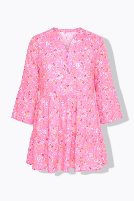 Tunika, A-Linie, Blümchen, Volants