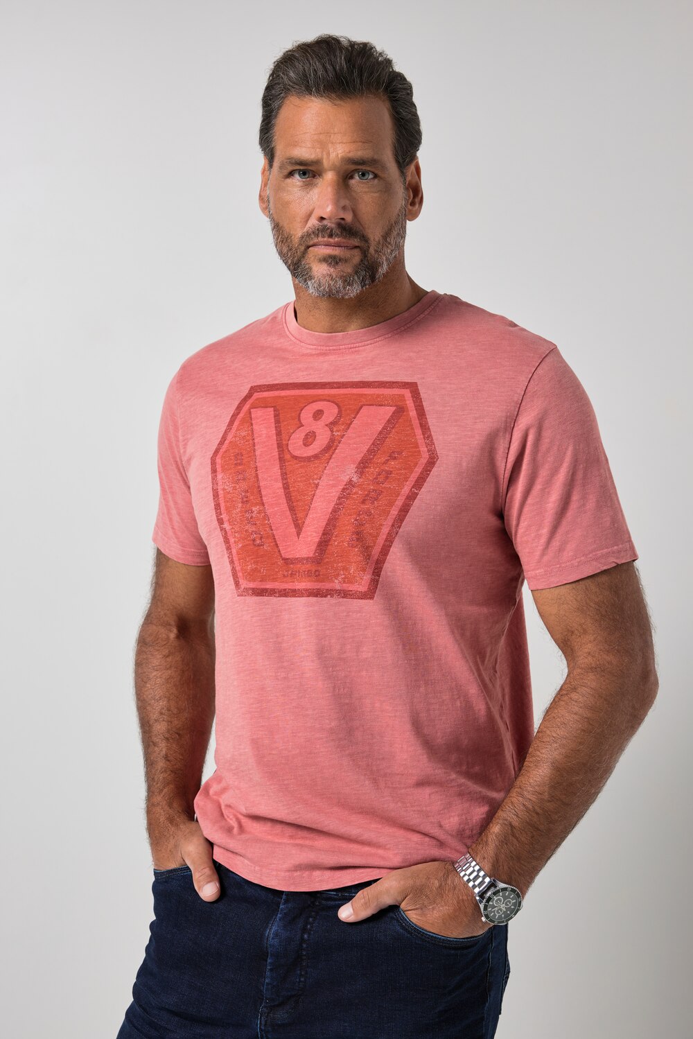 T-Shirt, Halbarm, Brustprint, Vintage Look, bis 8 XL