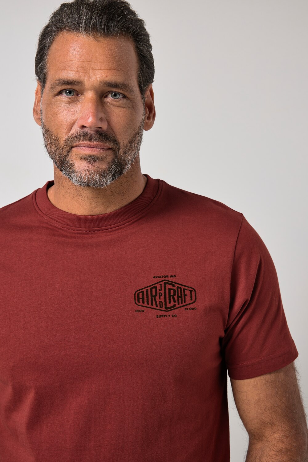 Stora storlekar T-shirt med kort ärm och print på bröstet, Her, brun, storlek: XXL, Bomull, JP1880