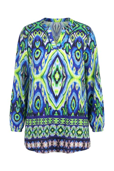 Tunika, áčkový střih, celoplošný potisk, dlouhé rukávy