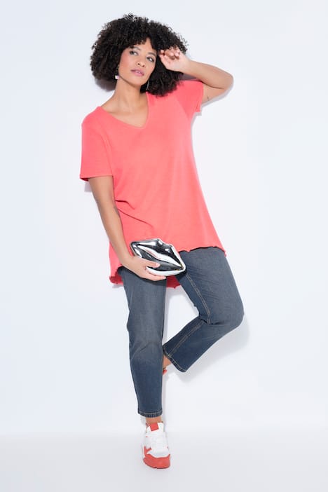 Strickshirt, A-Linie, Halbarm, Feinstrick