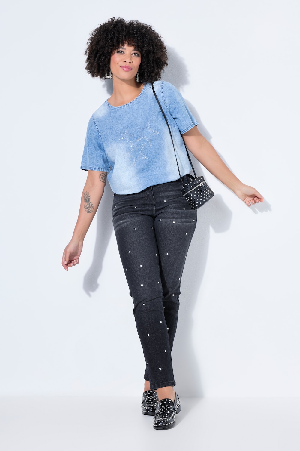 Shaping-Jeans Bea, formt beim Tragen, Glitzersteinchen