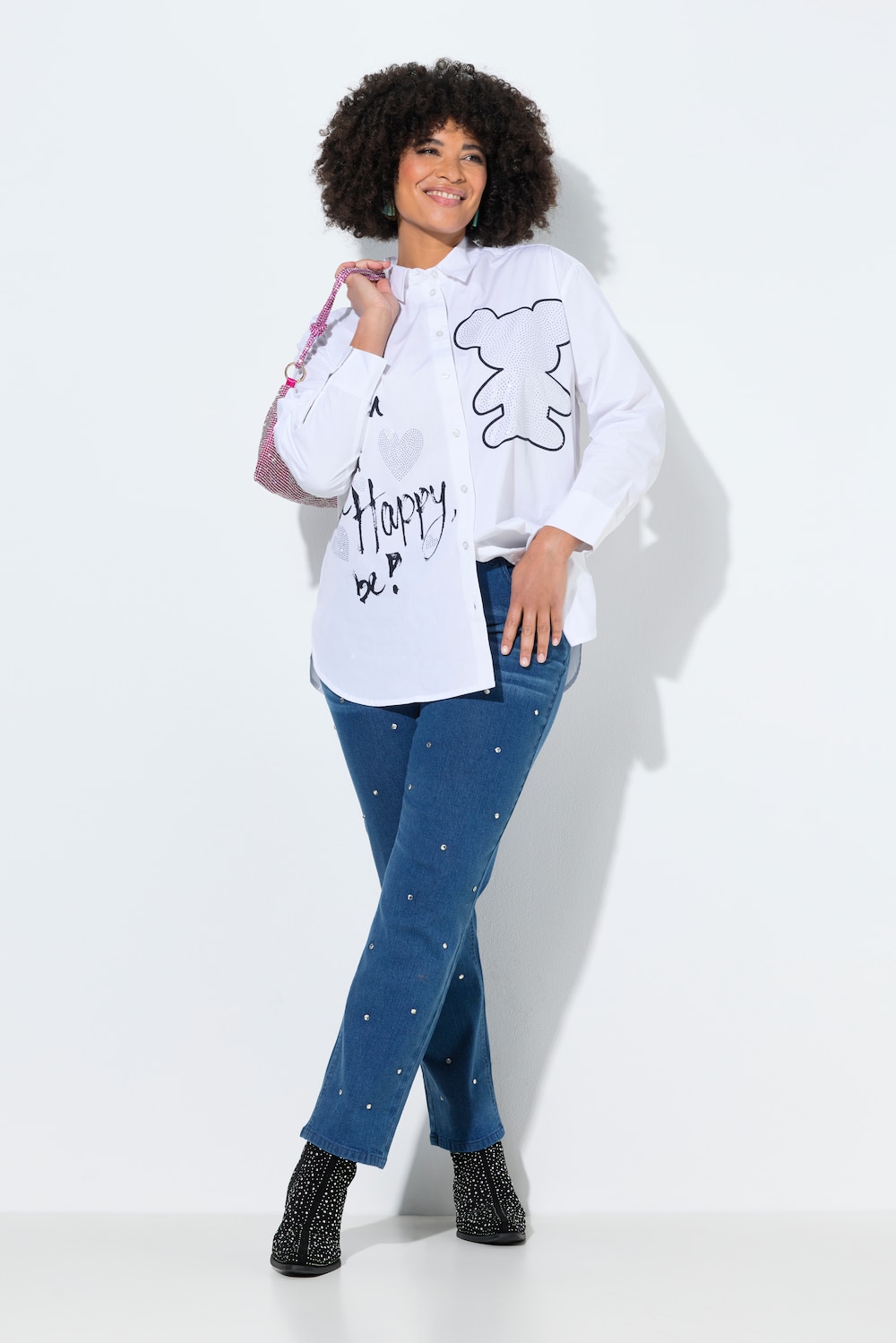 Shaping-Jeans Bea, formt beim Tragen, Glitzersteinchen