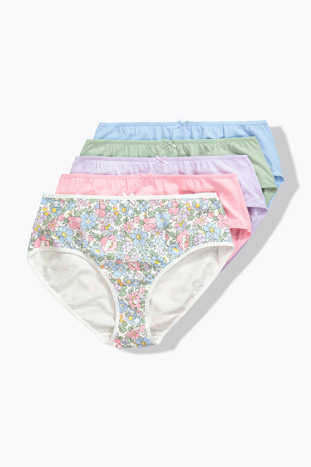 Midi-slips, set van 5, bloemen / effen