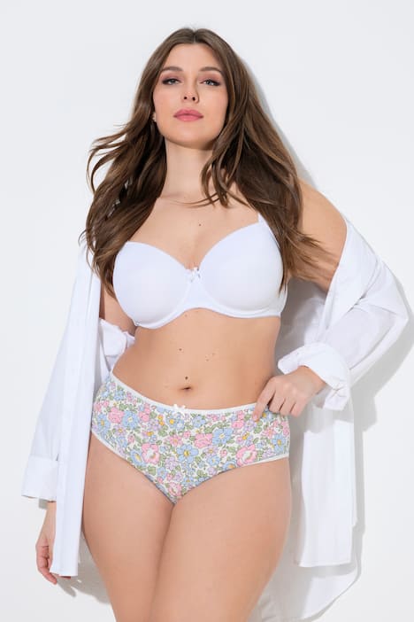 Midi-slips, set van 5, bloemen / effen