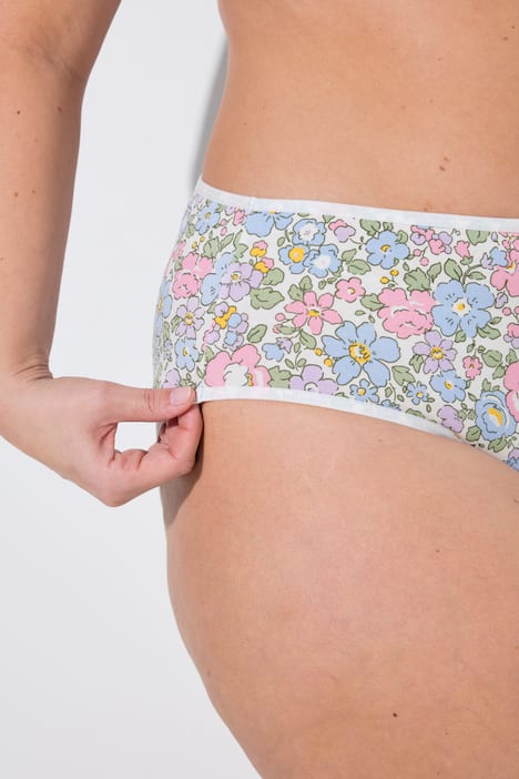 Midi-slips, set van 5, bloemen / effen