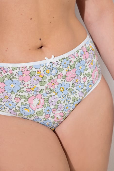 Midi-slips, set van 5, bloemen / effen