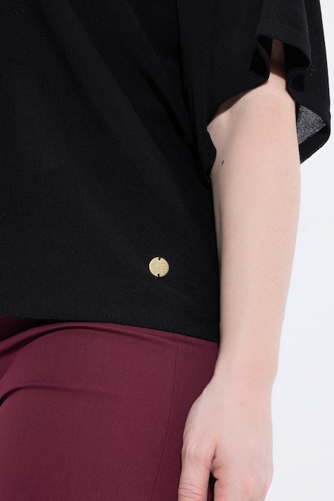 Pullover, Querstrick, Oversized, Stehkragen, Halbarm