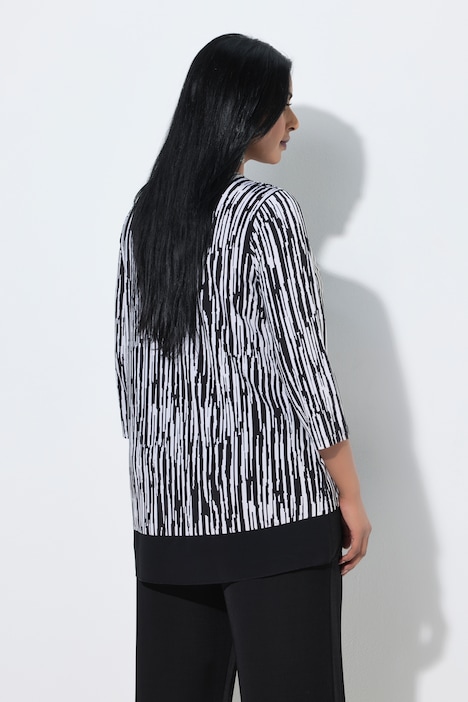 Slinky-Shirt, Streifen, A-Linie, V-Ausschnitt, 3/4-Arm