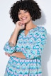 Kleid, A-Linie, Alloverprint, 3/4-Ärmel, Volants