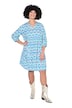 Pastel Ikat 3/4 Sleeve Flounce Panel Dress