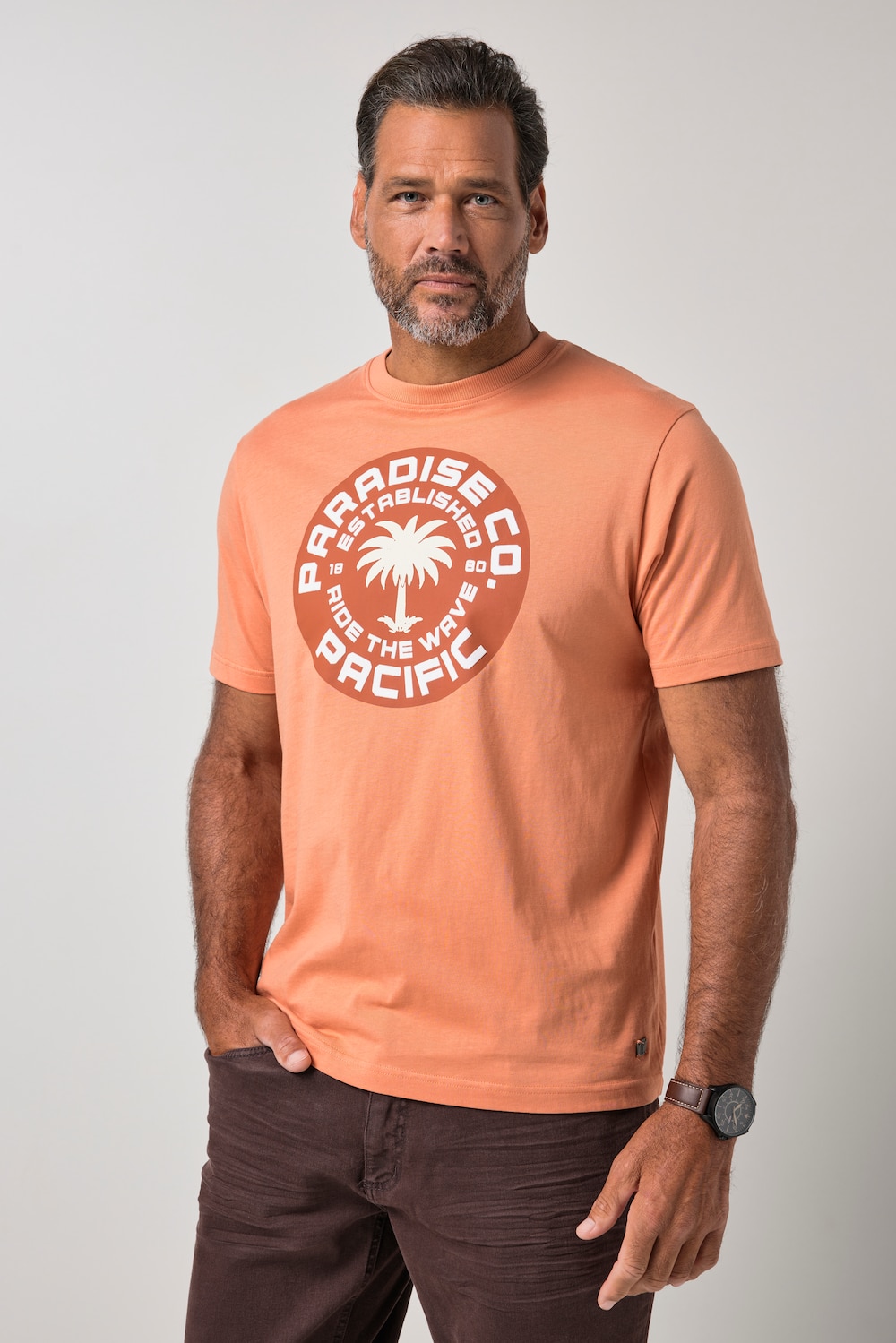 T-shirt, korte mouwen, print op de borst, tot 8XL