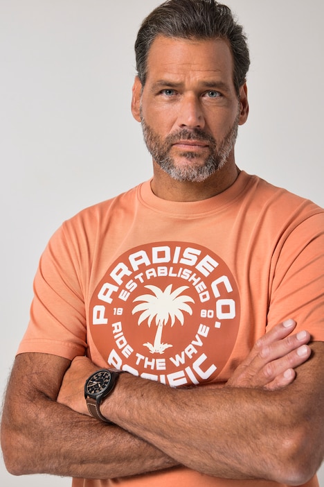 T-shirt, korte mouwen, print op de borst, tot 8XL