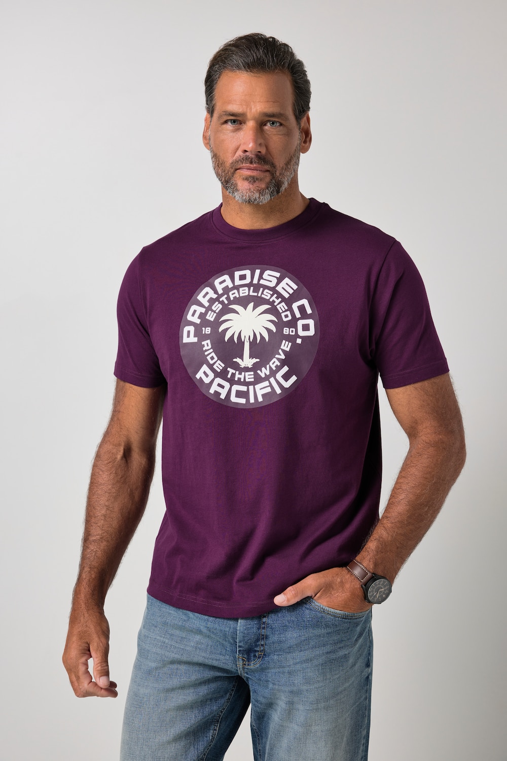 T-Shirt, Halbarm, Brustprint, bis 8 XL