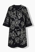 Kleid, Seidenmix, A-Linie, V-Ausschnitt, 3/4-Glockenarm