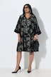 Kleid, Seidenmix, A-Linie, V-Ausschnitt, 3/4-Glockenarm