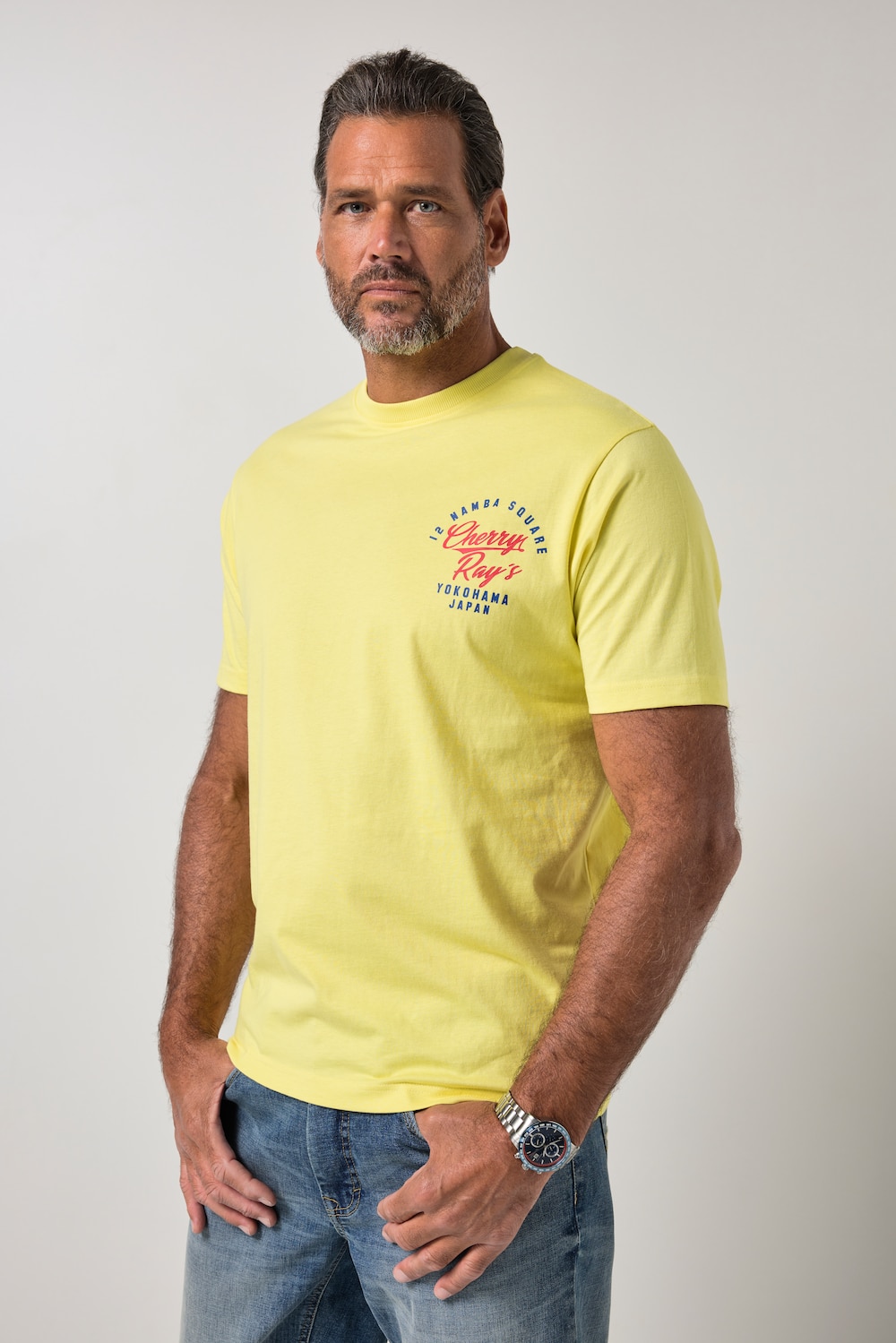 T-shirt, korte mouwen, print op de borst, tot 8XL