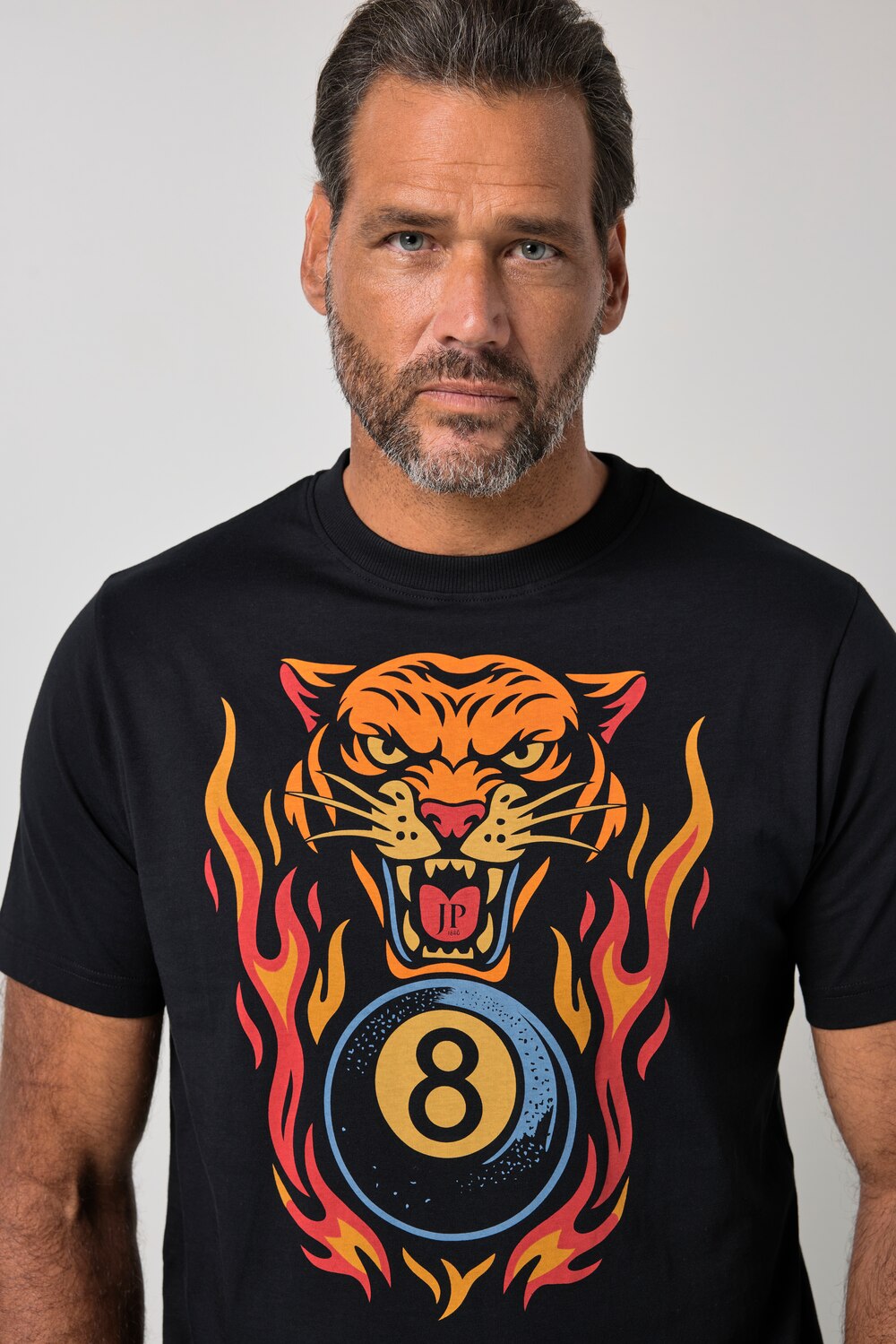 Stora storlekar T-shirt med kort ärm och print framtill, Her, svart, storlek: 8XL, Bomull, JP1880